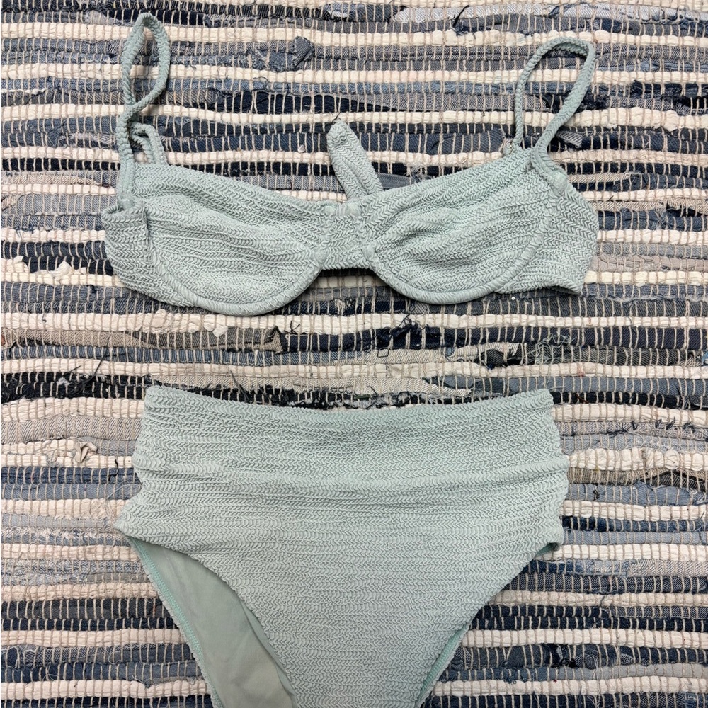 Sea Glass Crinkle Set Monday Swimwear Sorrento top high waisted Bottom Bikini